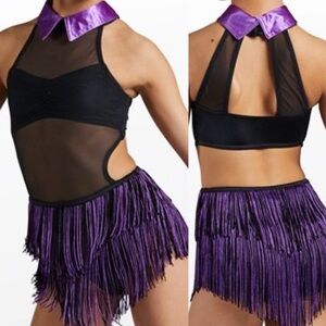 Weissman Black and Purple Fringe Dance Costume